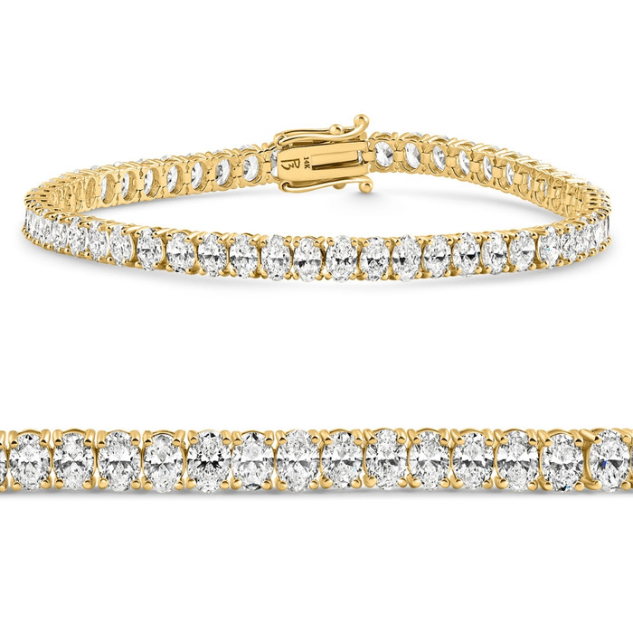 10Ct Oval Diamond Tennis Bracelet 14k Gold 7" Lab Grown