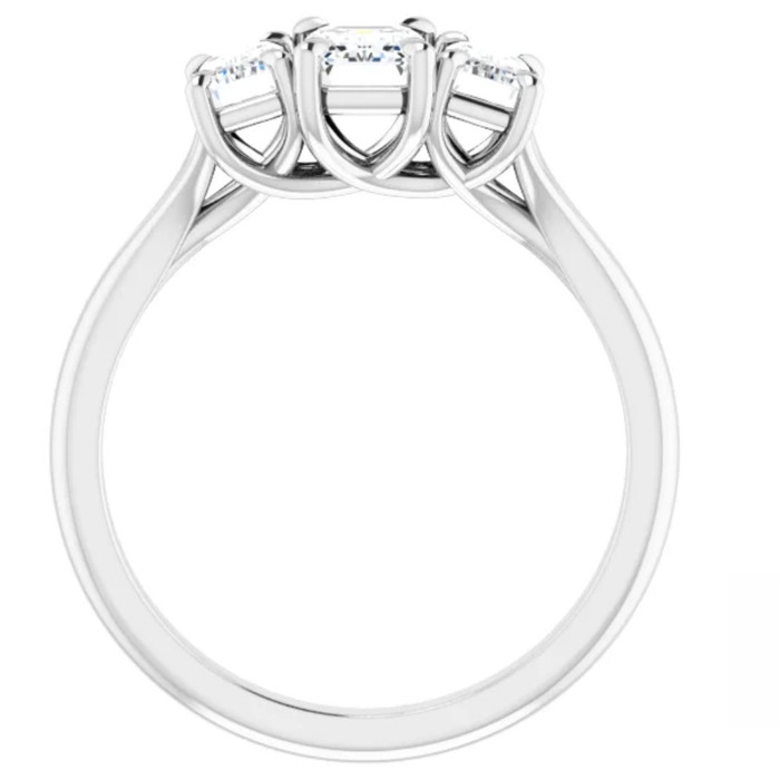 2.10Ct Emerald Cut Three Stone Diamond Engagement Ring 14k Gold Lab Grown