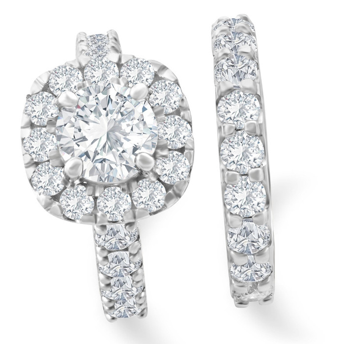 5 5/8Ct Cushion Halo Diamond Engagement Wedding Ring Set in 14k Gold Lab Grown 5 5/8Ct Cushion Halo Diamond Engagement Wedding Ring Set in 14k Gold Lab Grown