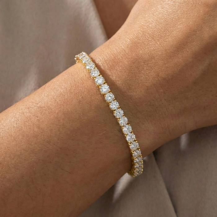 8.00Ct Diamond Tennis Bracelet 14k Gold Lab Grown 7"