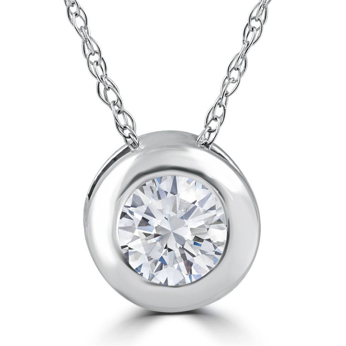 .25 - 1.00Ct Round Diamond Solitaire Pendant Necklace 14k White or Yellow Gold .25 - 1.00Ct Round Diamond Solitaire Pendant Necklace 14k White or Yellow Gold