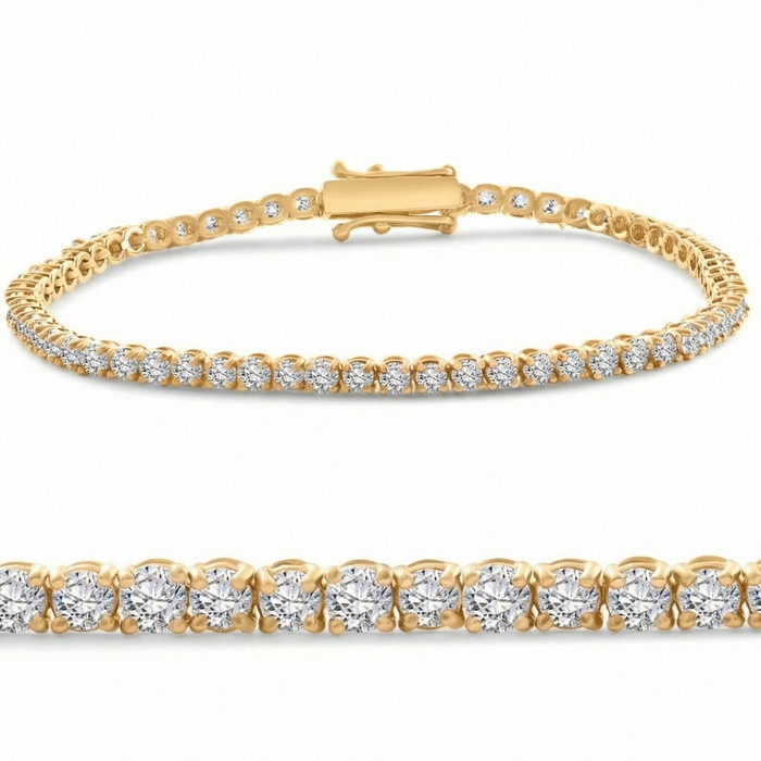 4 Ct Diamond Tennis Bracelet 14k White, Yellow, or Rose Gold Lab Grown 7"