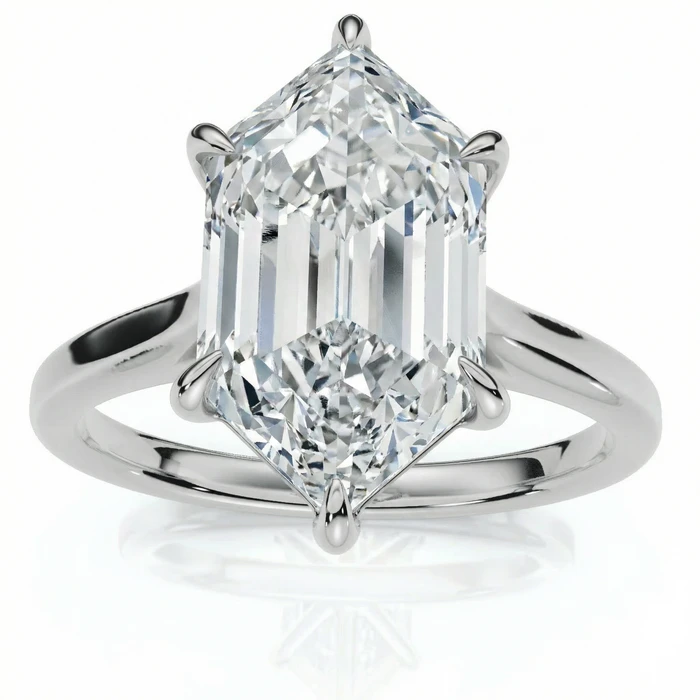 Certified 3Ct Vireo Elongated Hexagon Diamond Engagement Ring 14k Gold Lab Grown