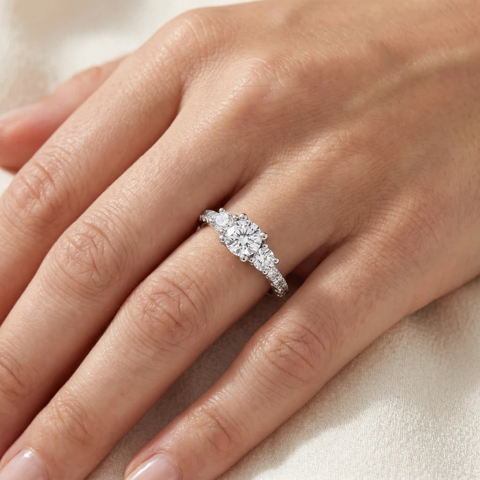 3/4ct Elira Three Stone Diamond Ring 10K Gold Lab Grown