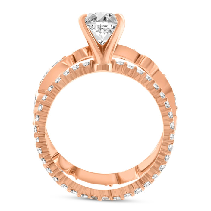 2 3/4Ct Oval Diamond Engagement Wedding Ring Set Rose Gold Lab Grown
