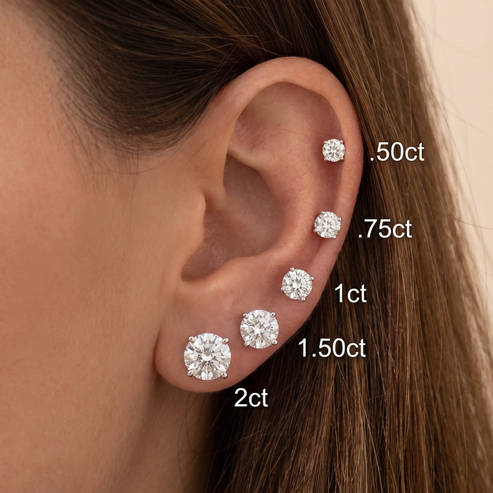 1/2 - 2 Ct TDW Diamond Screw Back Studs in 14k Gold Women's Earrings Lab Grown