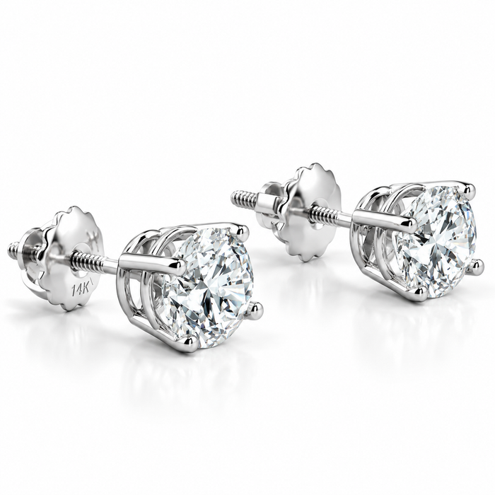 1/2 - 2 Ct TDW Diamond Screw Back Studs in 14k Gold Women's Earrings Lab Grown