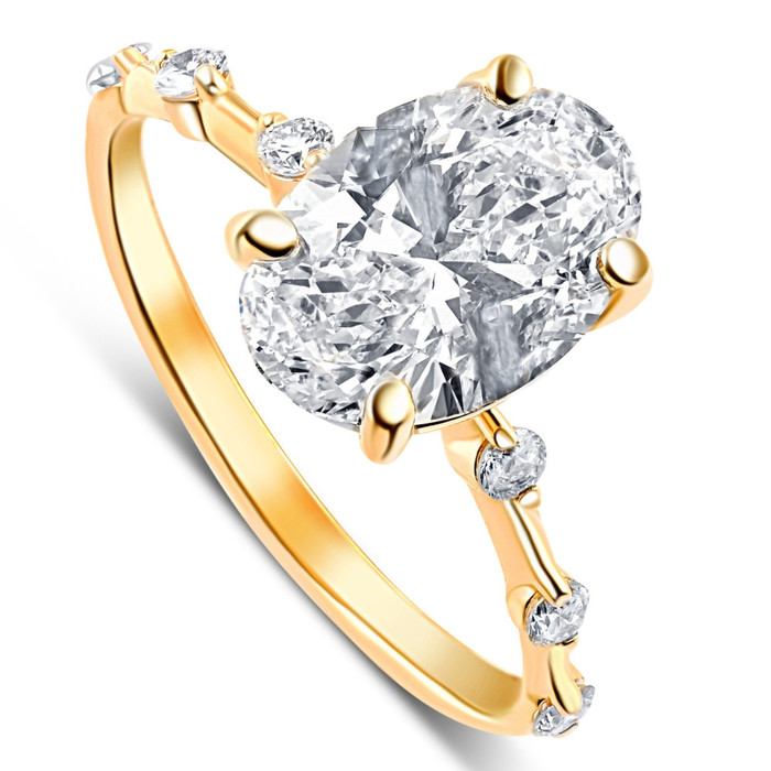 Certified 2 3/4Ct TW Oval Diamond Engagement Ring Lab Grown 14k Gold