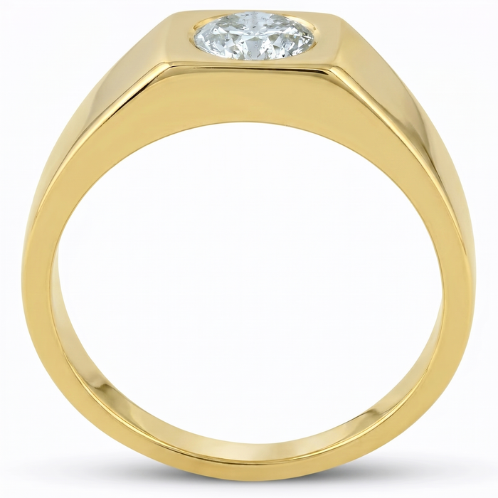 1Ct Men's Diamond Ring Yellow Gold Lab Grown