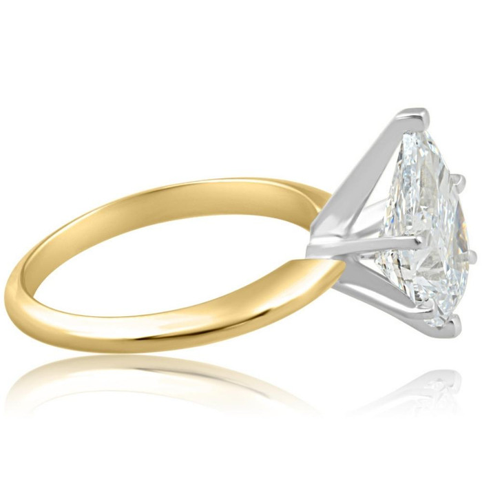 Certified 4 Ct Pear Solitaire Diamond Engagement Ring 14k Gold Lab Grown