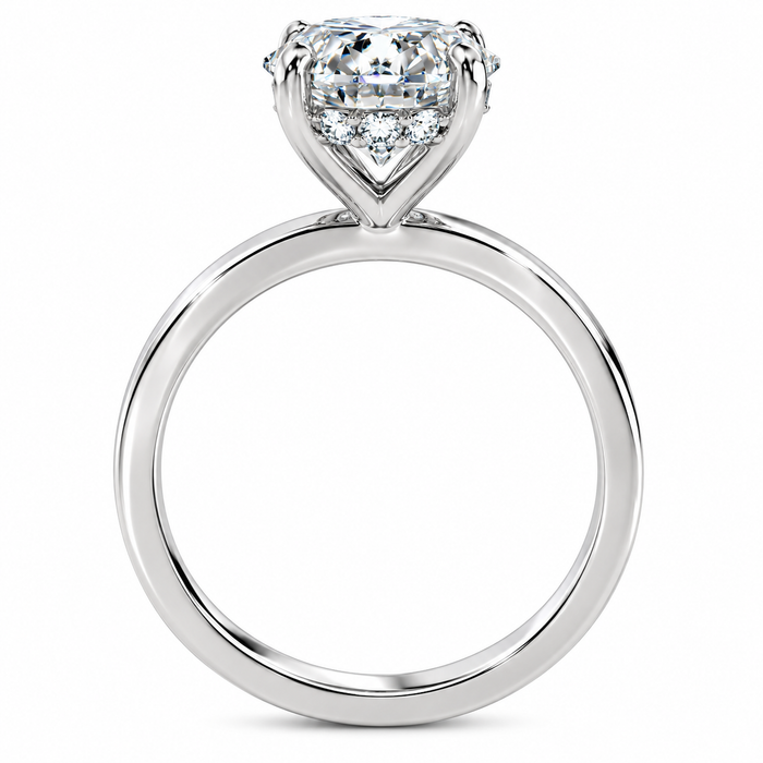 Certified 3.10Ct Oval Diamond Hidden Halo Engagement Ring 14k Gold Lab Grown
