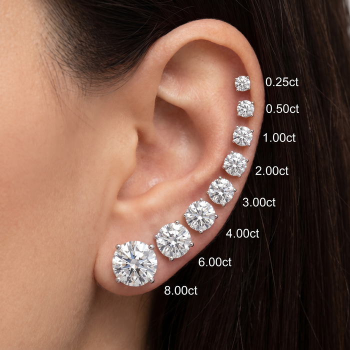 Round Four Prong Diamond Studs Lab Grown 14k Gold