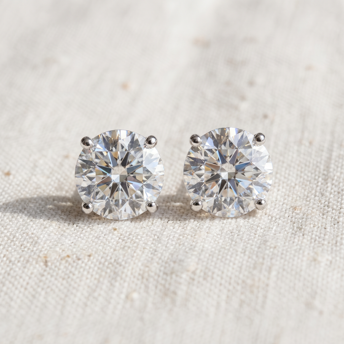 .25Ct - 8.00Ct Round Four Prong Diamond Studs Lab Grown 14k Gold