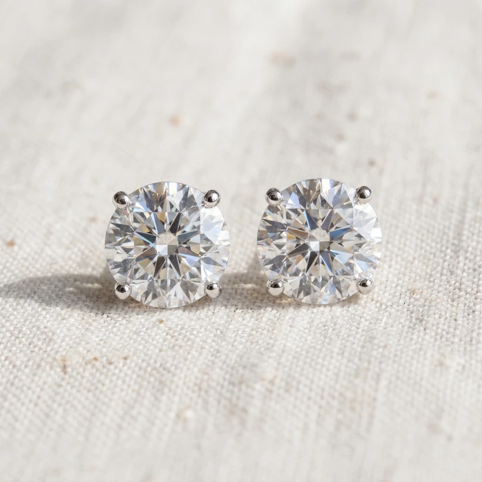 Round Four Prong Diamond Studs Lab Grown 14k Gold