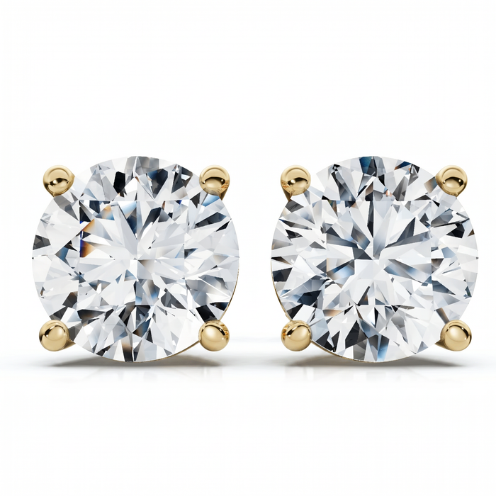 Round Four Prong Diamond Studs Lab Grown 14k Gold