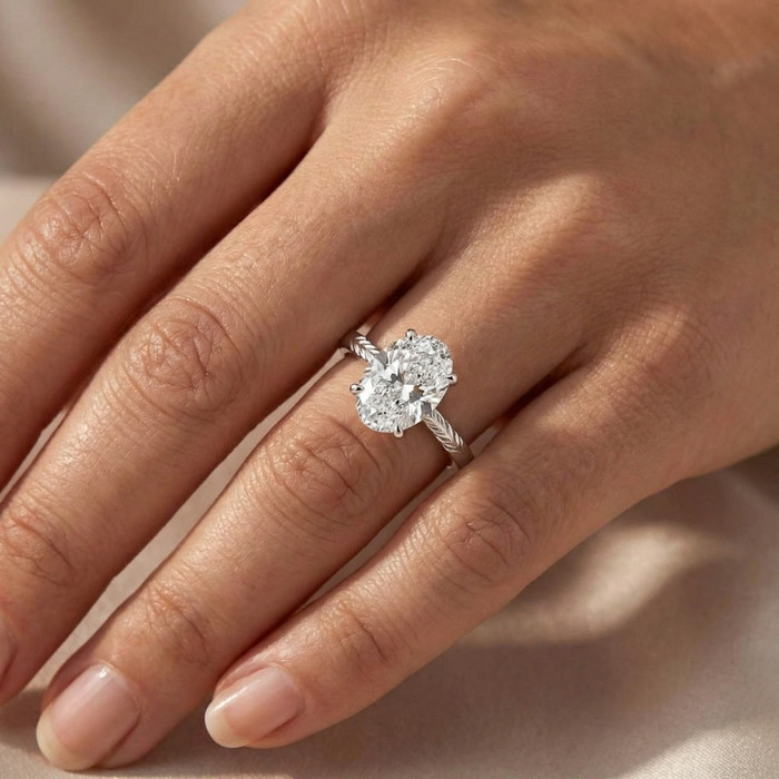 Certified 3Ct Oval Diamond Solitaire Engagement Ring 14k Gold Lab Grown