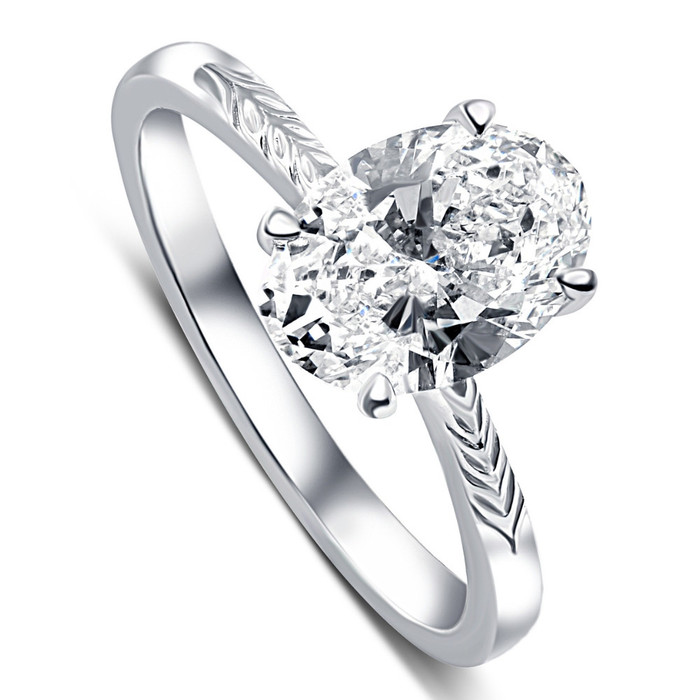 Certified 3Ct Oval Diamond Solitaire Engagement Ring 14k Gold Lab Grown