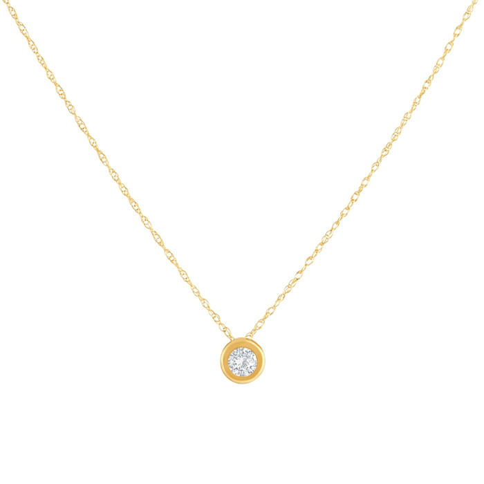 1/4Ct Diamond Bezel Pendant Solitaire Necklace 14k Yellow Gold Lab Grown