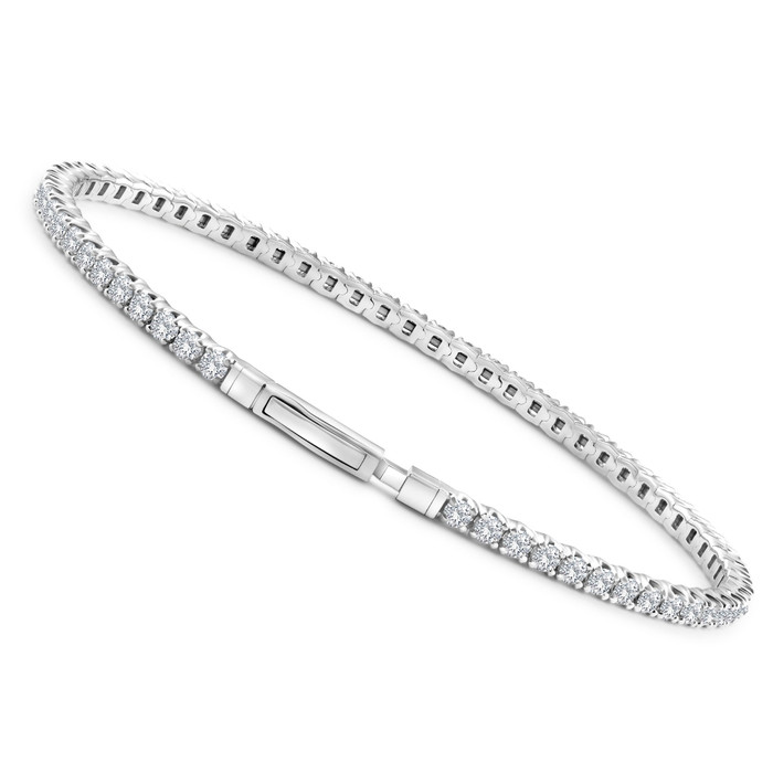 3Ct Round Diamond Flexible Oval Bangle Women's Bracelet 14k White Gold Lab Grown 3Ct Round Diamond Flexible Oval Bangle Women's Bracelet 14k White Gold Lab Grown
