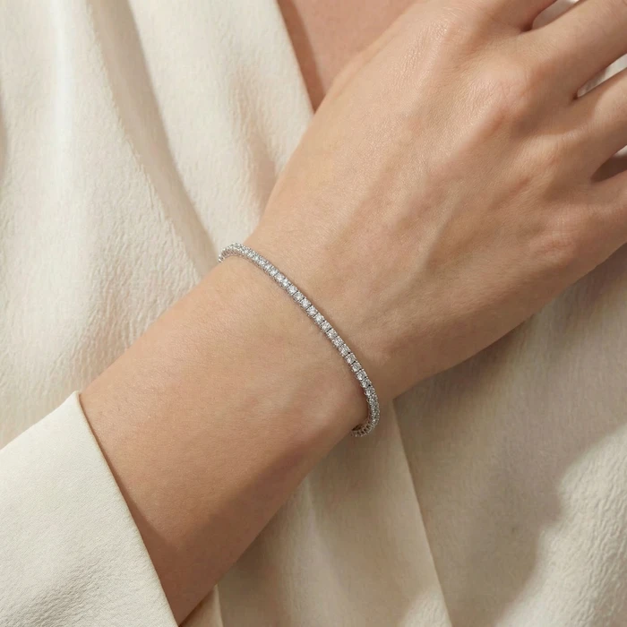 3Ct Round Diamond Flexible Oval Bangle Women's Bracelet 14k White Gold Lab Grown