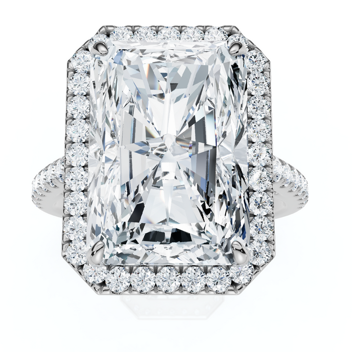 Certified 6 1/2Ct Radiant Cut Diamond Halo Engagement Ring 14k Gold or Platinum