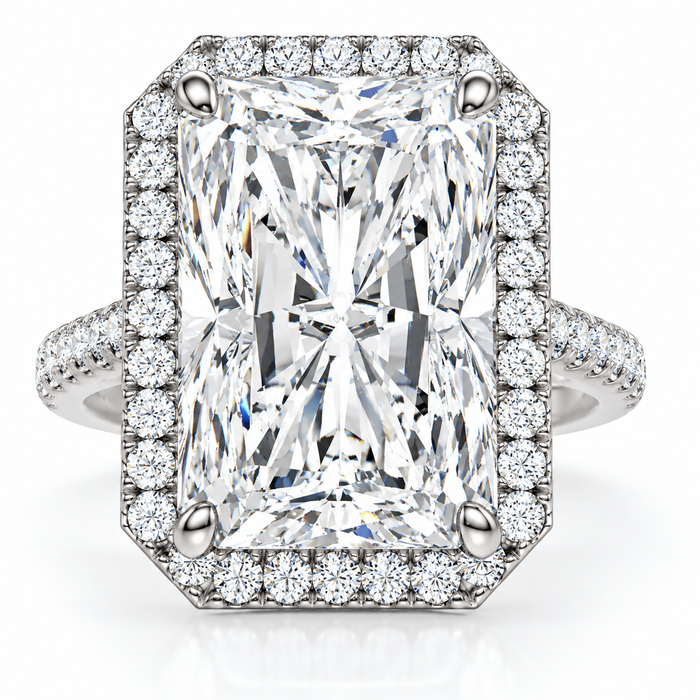 Certified 6 1/2Ct Radiant Cut Diamond Halo Engagement Ring 14k Gold or Platinum