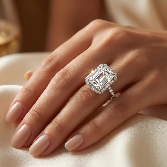 Certified 6 1/2Ct Radiant Cut Diamond Halo Engagement Ring 14k Gold or Platinum