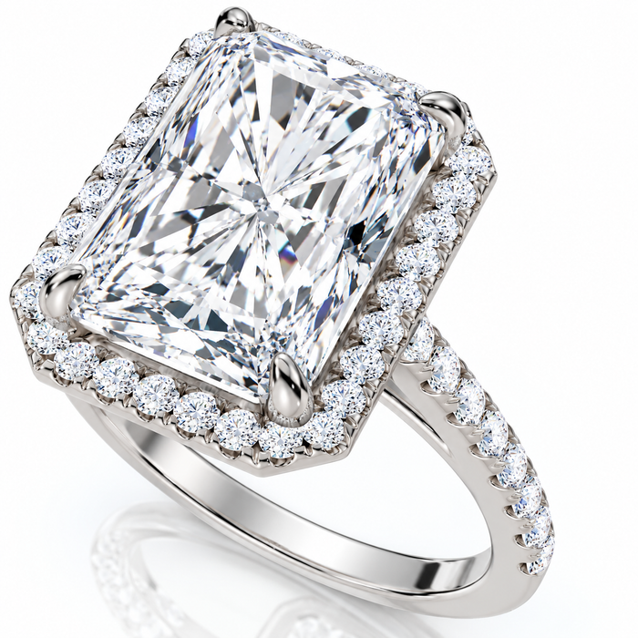 Certified 6 1/2Ct Radiant Cut Diamond Halo Engagement Ring 14k Gold or Platinum