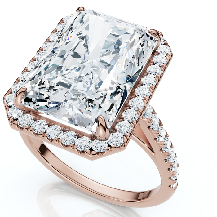 Certified 6 1/2Ct Radiant Cut Diamond Halo Engagement Ring 14k Gold or Platinum