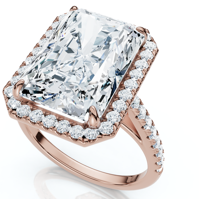 Certified 6 1/2Ct Radiant Cut Diamond Halo Engagement Ring 14k Gold or Platinum