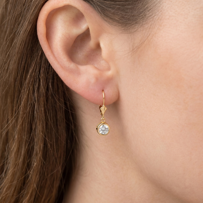 1.80Ct Diamond Lab Grown Dangle Lever Back Hoop Earrings 14k Yellow Gold