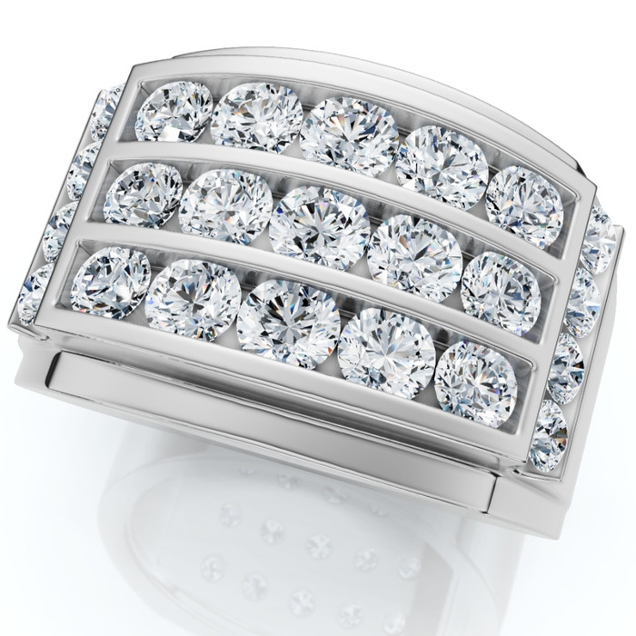 2Ct Men's Diamond Ring in 14k Gold Lab Grown Multi-Row Channel Set