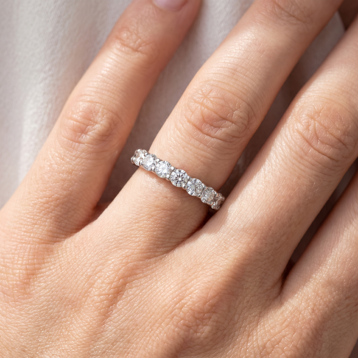4Ct TW Lab Grown Diamond U Prong Eternity Ring Anniversary Band 14k Gold