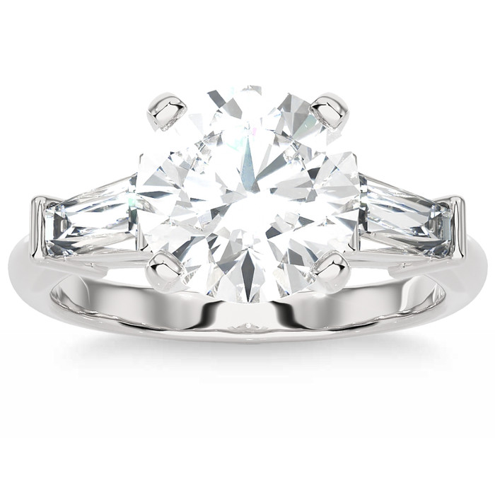 Certified 2 5/8Ct 3-Stone Baguette Diamond Engagement Ring 14k Gold Lab Grown