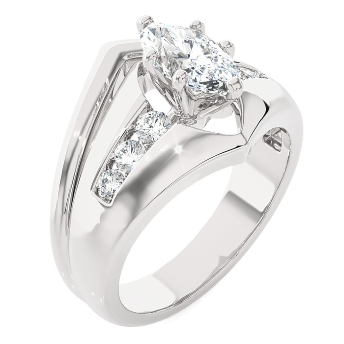 Certified 2 1/3Ct TW Marquise Diamond Engagement Ring 14k Gold Lab Grown