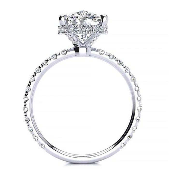 Certified 5.86Ct Elongated Cushion Diamond Hidden Halo Engagement Ring Gold