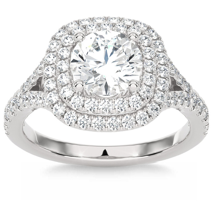 Certified 2 1/5Ct Cushion Halo Diamond Engagement Ring 14k Gold Lab Grown Certified 2 1/5Ct Cushion Halo Diamond Engagement Ring 14k Gold Lab Grown
