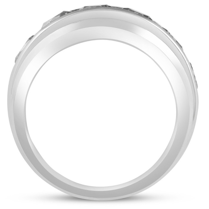 4Ct TW Blue Diamond Men's Ring 10k White Gold Lab Grown