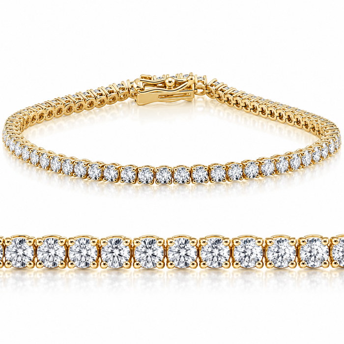 3 Ct Lab Grown Diamond Tennis Bracelet 7" 14k Yellow Gold