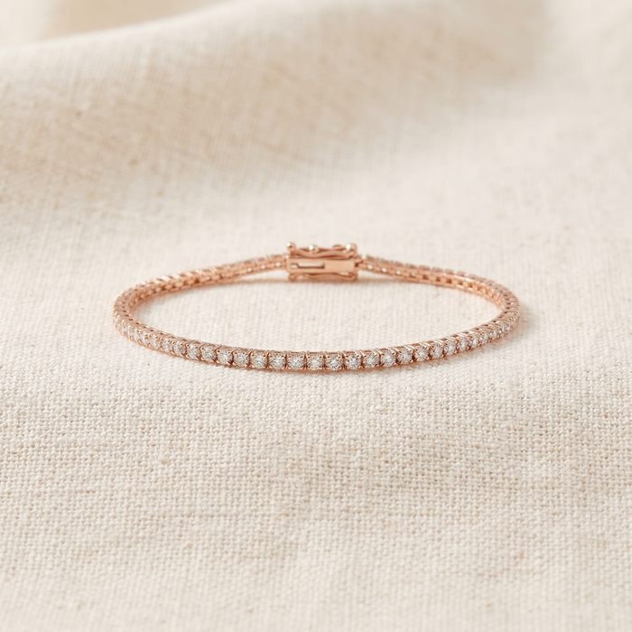 3 Ct Lab Grown Diamond Tennis Bracelet 7" 14k Rose Gold