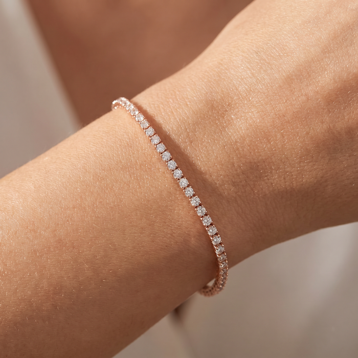 3 Ct Lab Grown Diamond Tennis Bracelet 7" 14k Rose Gold