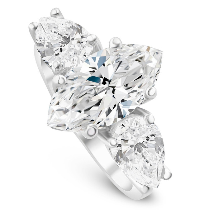 Certified 5Ct TW Marquise & Pear Three Stone Engagement Ring 14k Gold Lab Grown Certified 5Ct TW Marquise & Pear Three Stone Engagement Ring 14k Gold Lab Grown