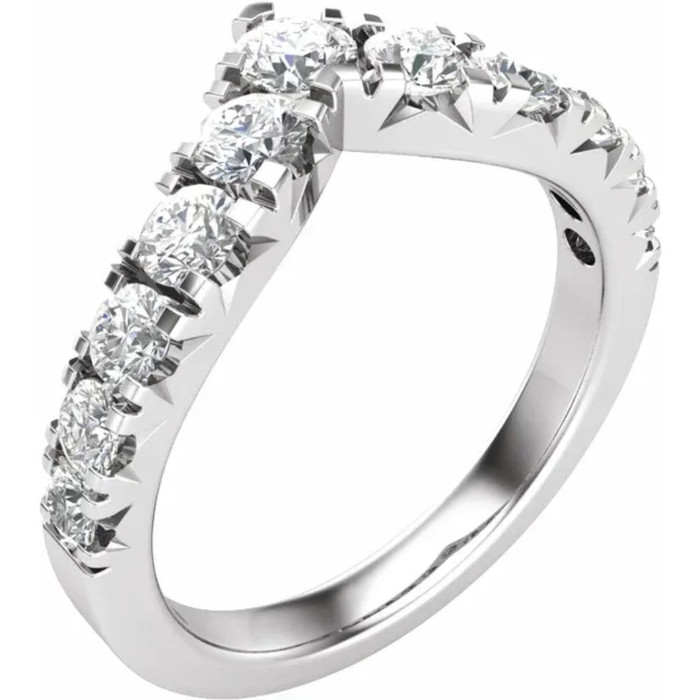 1ct TW Graduated Diamond Wedding Curved Contour Ring 14k Gold Lab Grown