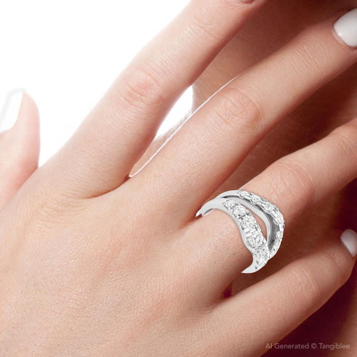 2ct TW Diamond Wedding Guard Band Insert Engagement Ring 14k Gold Lab Grown 2ct TW Diamond Wedding Guard Band Insert Engagement Ring 14k Gold Lab Grown