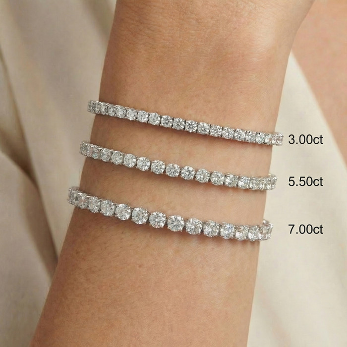 3.00-7 1/2Ct TW Flexible Diamond Bangle Tennis Bracelet Lab Grown 14k Gold