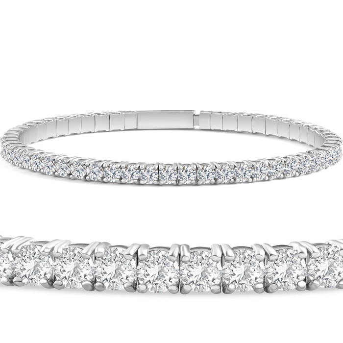 3.00-7 1/2Ct TW Flexible Diamond Bangle Tennis Bracelet Lab Grown 14k Gold