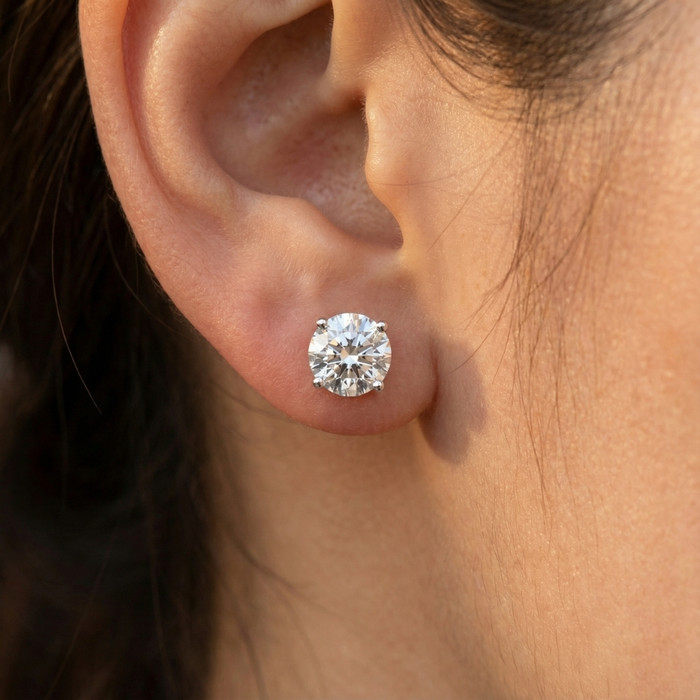 4 Ct T.W. Certified Diamond Screw Back Studs 14k White Gold Lab Grown