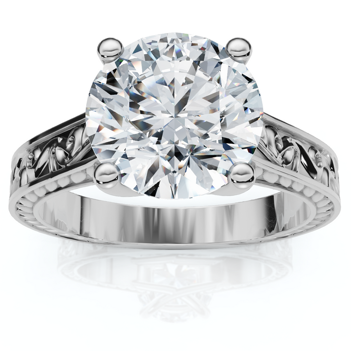 2 1/2ct Solitaire Certified Diamond Engagement Vintage Ring 14k Gold Lab Grown
