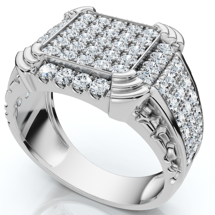 2Ct Men's Diamond Ring in 14k Gold Lab Grown