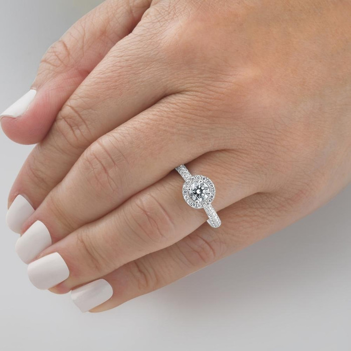 1Ct Halo Diamond Accent Ring White Gold Lab Grown 1Ct Halo Diamond Accent Ring White Gold Lab Grown